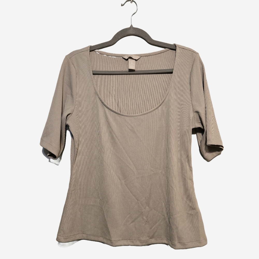 H&M Ribbed Low Cut Top Size Large